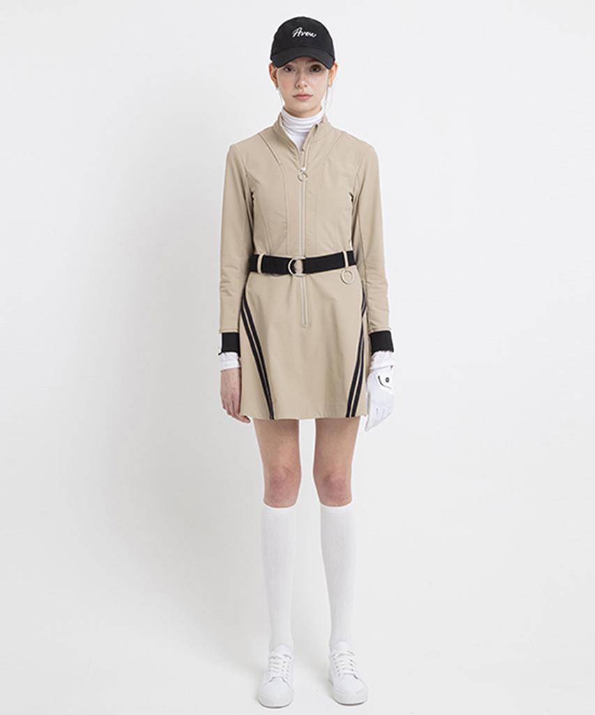 A Ben Field Belted Zip-Up Dress Beige