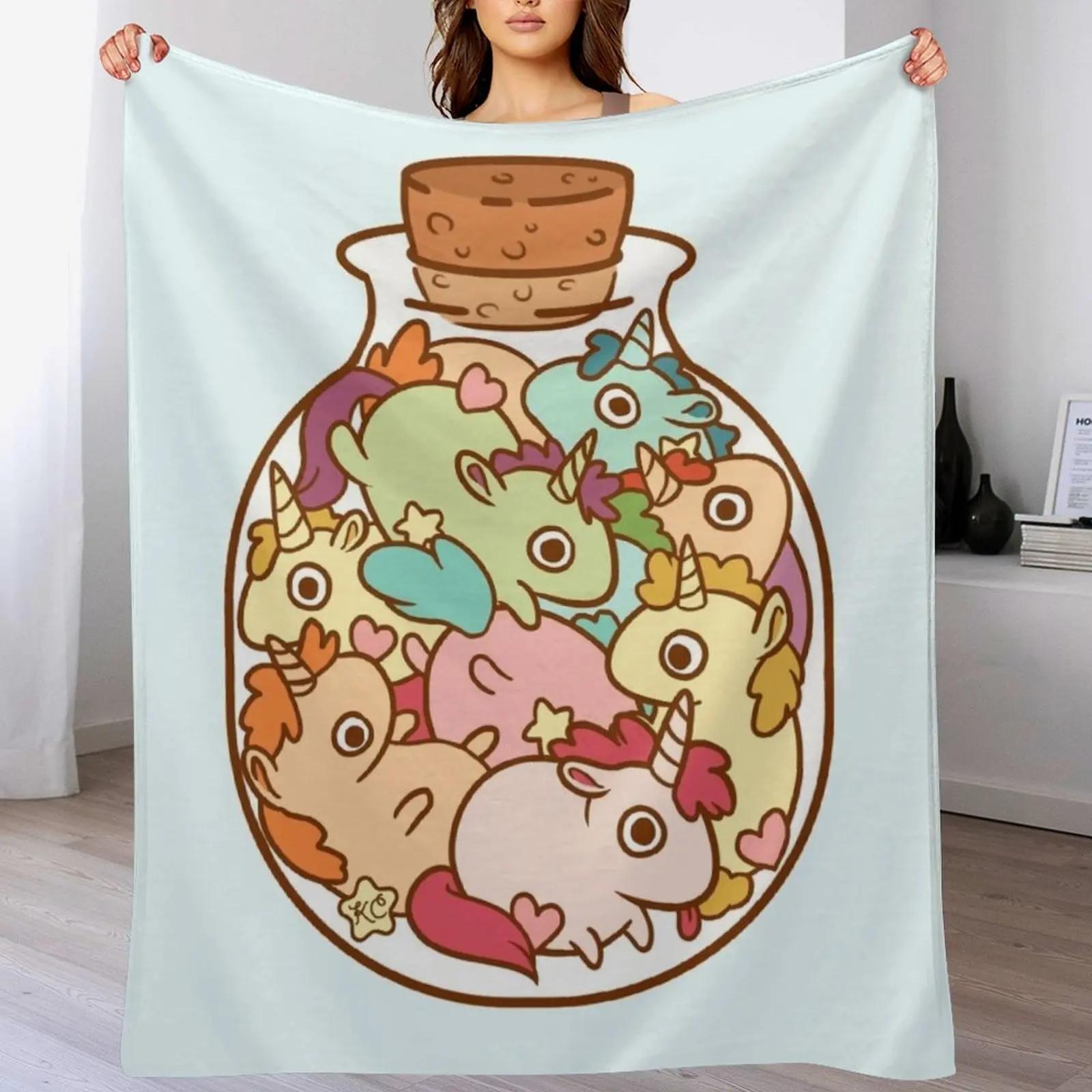 

Bottle of Unicorns Throw Blanket Portable Lightweight Blanket for Travel Camping 102x76cm(40x30in)