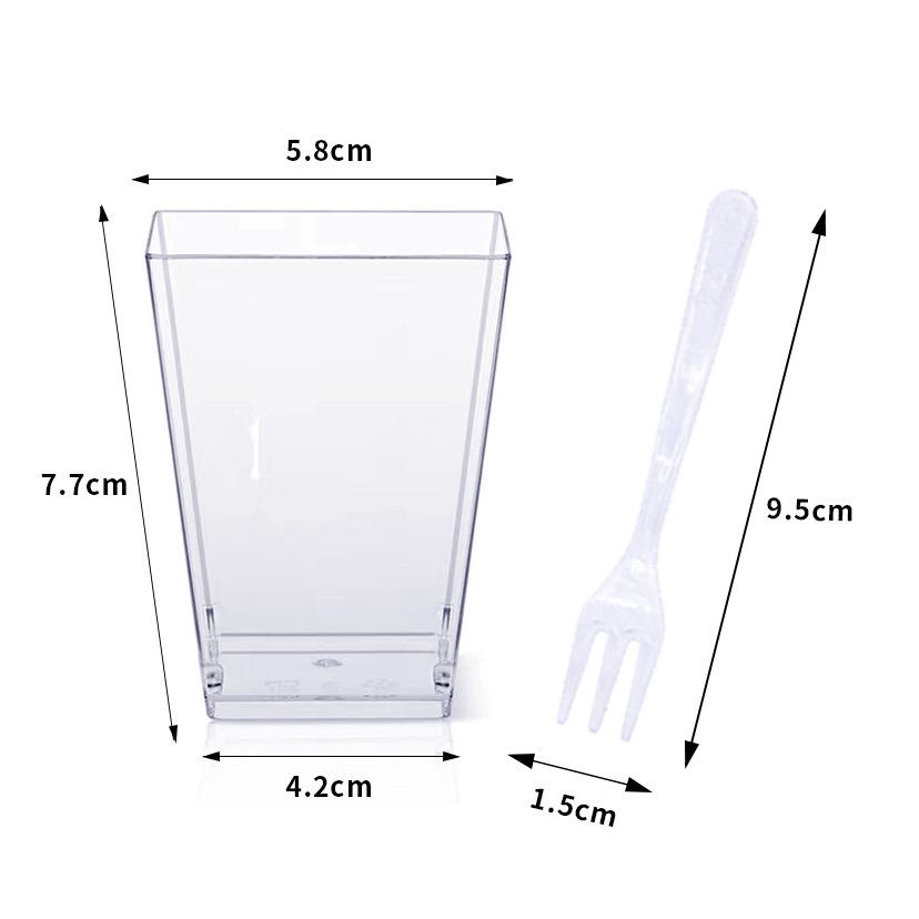 Set de Coupe à Dessert Carrée Conique 160 ml: Capacité 5oz avec couvercle et cuillère pour apéritifs de fête, pudding, fruits, glace ou yaourt.