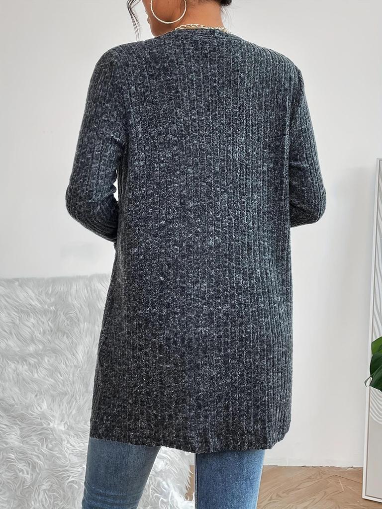 Autumn/Winter Solid Color Knit Cardigan with Pockets