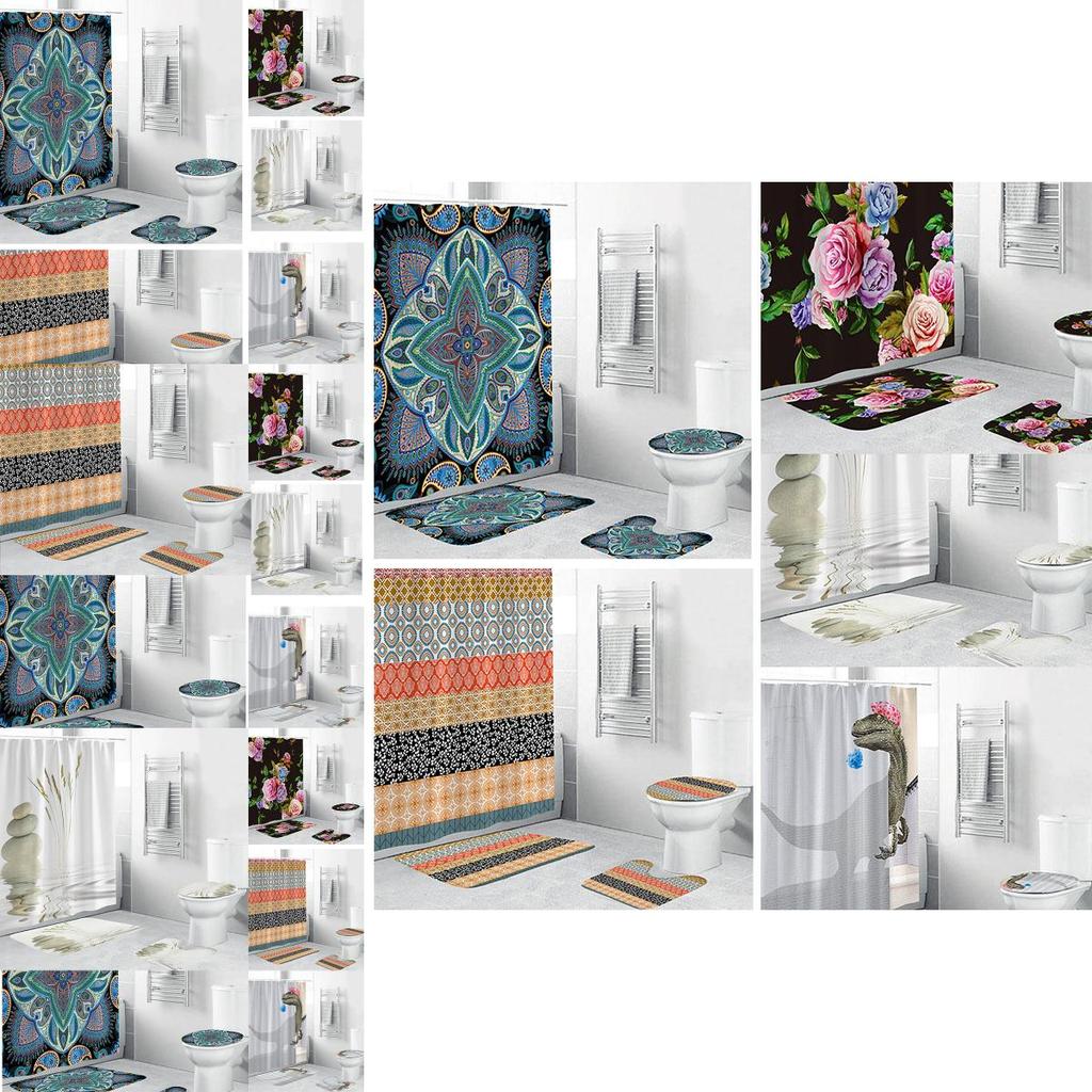 Bohemian Dinosaur Stone 3d Digital Printing Waterproof Polyester Curtain Shower