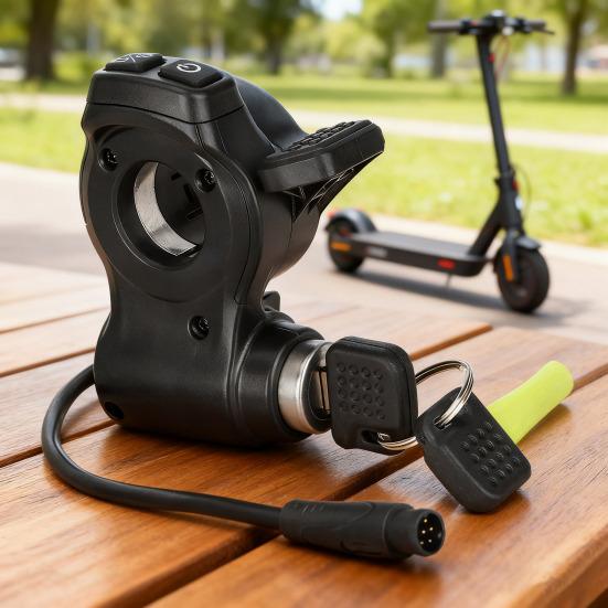 Yousheng Abschließbarer Gashebel mit Netzschalter Elektroroller Triggergriff Verhindert versehentliches Starten Plug-and-Play Ersatzteil für E-Scooter Fahrrad