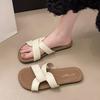 Cross-strapped Slippers Women's Summer Wear 2025 New Retro Style Casual Flat-bottomed Beach Non-slip Sandals