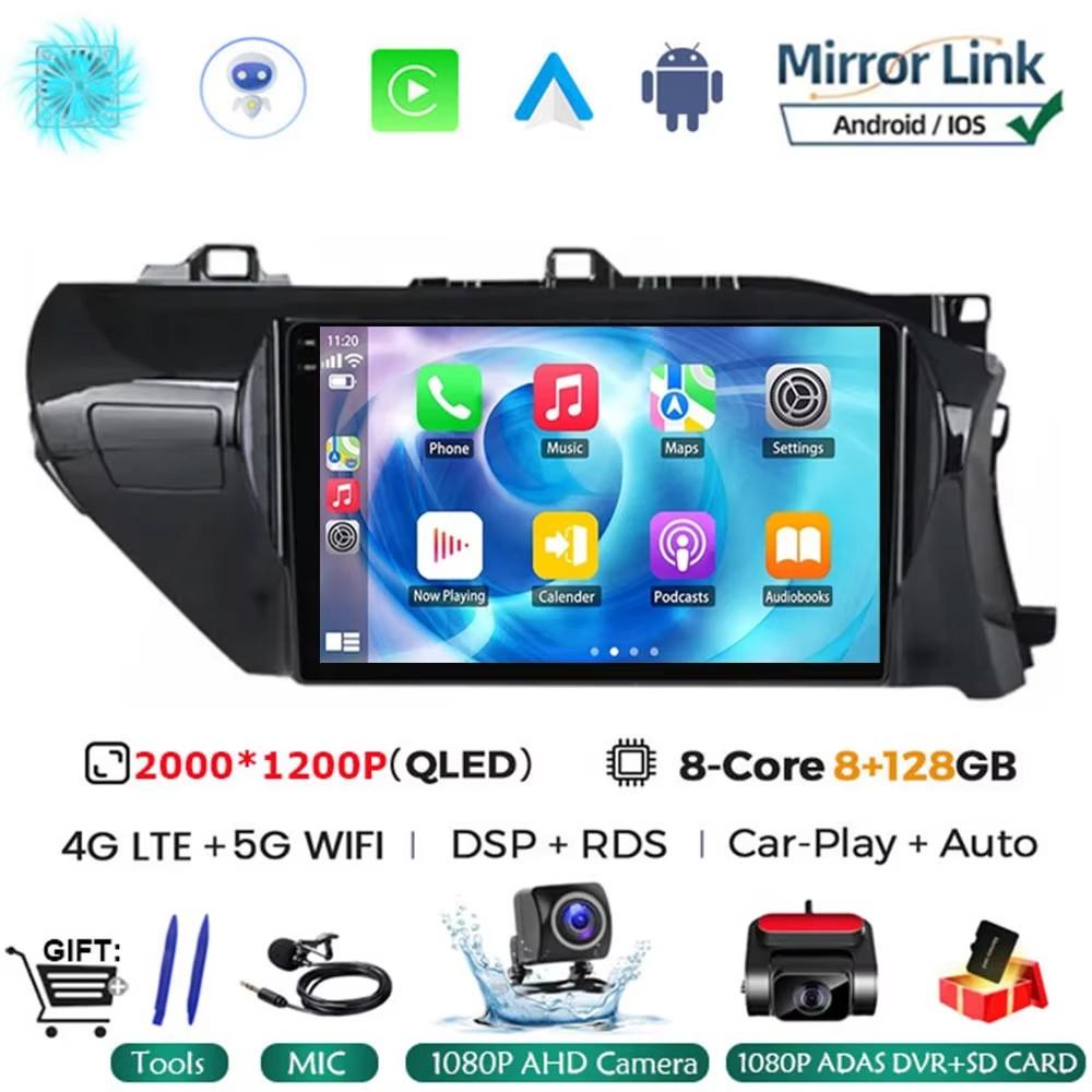 Android 14 Auto Carplay Für Toyota HILUX REVO VIGO IMV 2016 2017 2018 2019 2020 Autoradio Multimedia GPS Player Stereo KEIN DVD