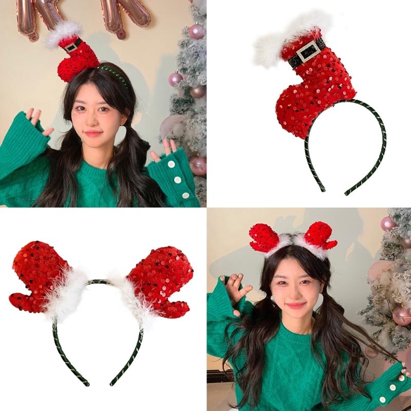 Christmas Sequins Headband Party Costume Hat Party Karaoke Punk Photo Props Cool Party Hat Hair Hoop Photo Props