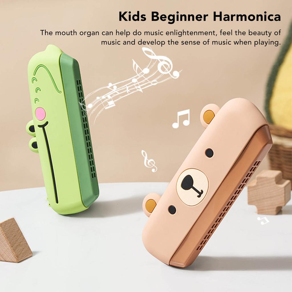 Kids Harmonica 16 Holes Musical Instrument Beginner Mouth Organ Hard Shatter Resistance Toy Instrument Bear