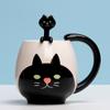 Hand-Painted Ceramic Coffee Cup Set Cartoon Panda Frog Cat Fox Pig Designs Couple's Matching Mugs with Teaspoons Kids Drinking