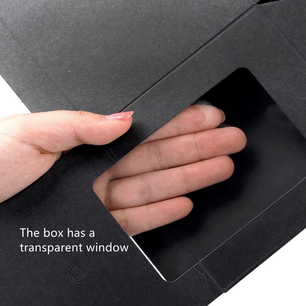 20pcs Black Treat Boxes with Transparent Window and Hole Paper Gift Box Square Gift Packing Box for Party Wedding Thanksgiving New Year's Dates