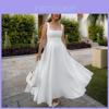 Vestido de cintura sin mangas estilo europeo con cuello cuadrado para uso casual de verano