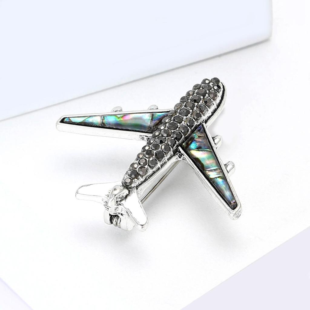 Fashion Design Alloy Abalone Shell Airplane Brooch Creative Versatile Men'S And Women'S Clothing Corsage Ornament Pin