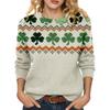 LXF-YT52 Saint Patrick's Day Fair Isle Pullover Sweater - Long Sleeve, Spring and Autumn Fashion.
