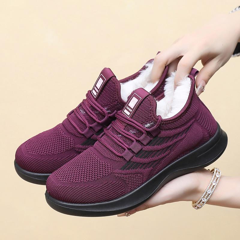 Skor dam nya vinter sammet förtjockade varma dam casual sport bomullsskor moderiktiga mjuk sula bekväma mammas skor