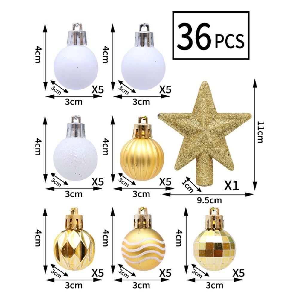 36Pcs Electroplated Christmas Ball Pendant Glitter Special-shaped Plastics Christmas Tree Topper DIY Multicolor
