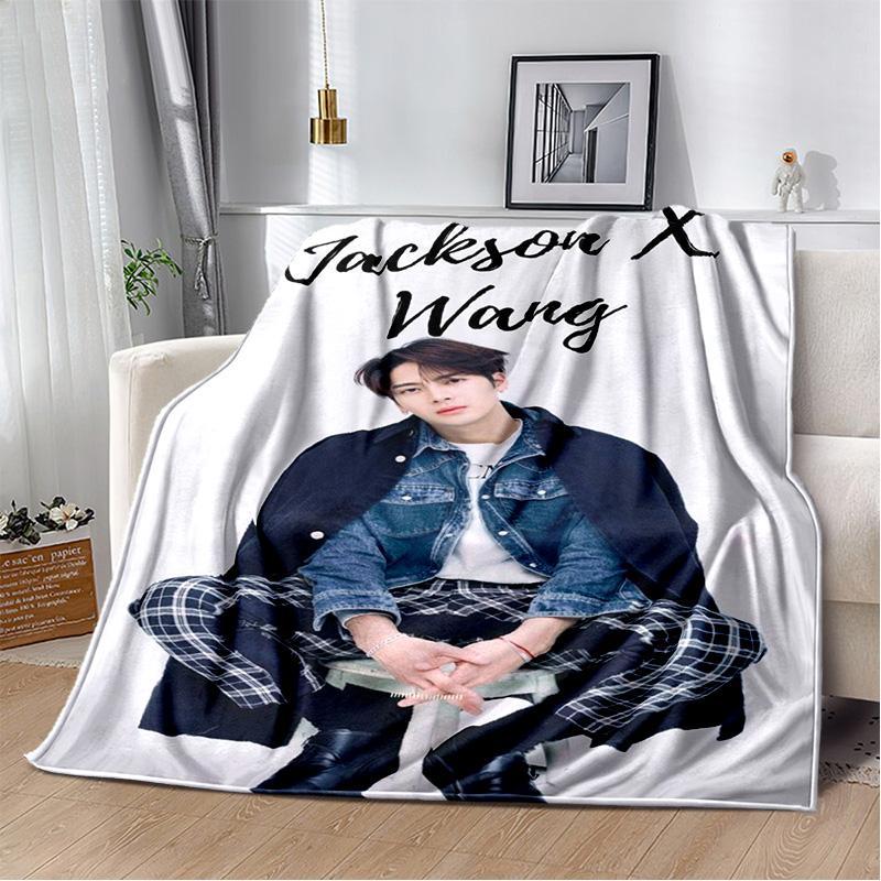 3D Jackson Wang Sångare Stjärna Mjuk Plyschfilt, Flanellfilt Kastafilt för Vardagsrum Sovrum Säng Soffa Picknick Barnpresent