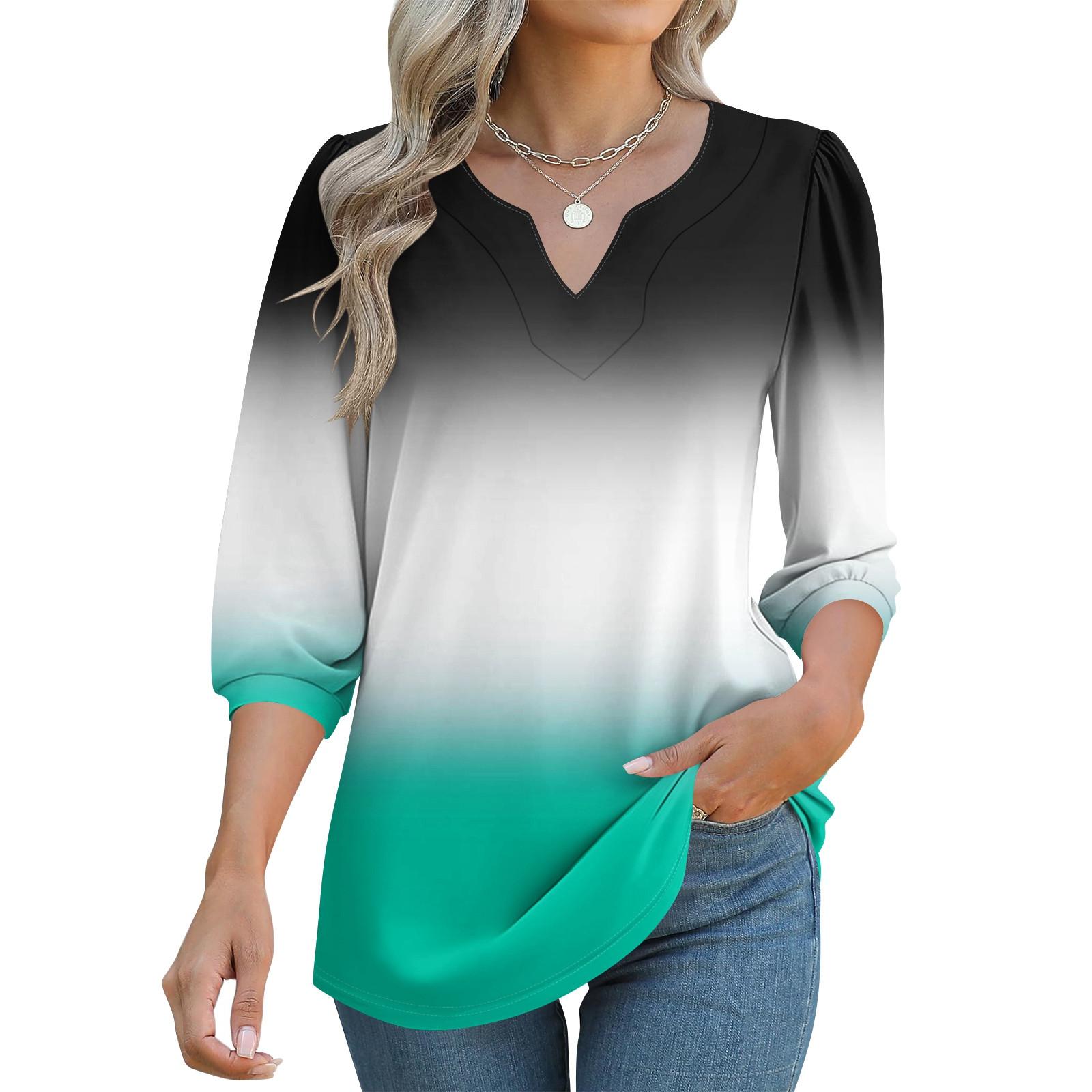 

Women s 3/4 Sleeve Shirts Graphic Tees Shirts Casual Basic Tops Pullovers L білий