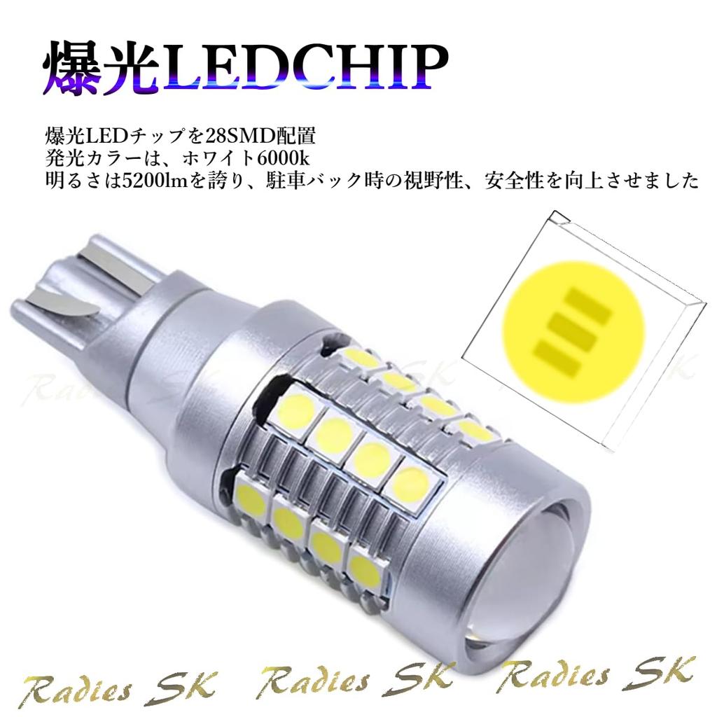 Backlamp T16 T10 Explosive LED White Position License Stealth Body Projector Lens 5200lm 2 LED Radies SK