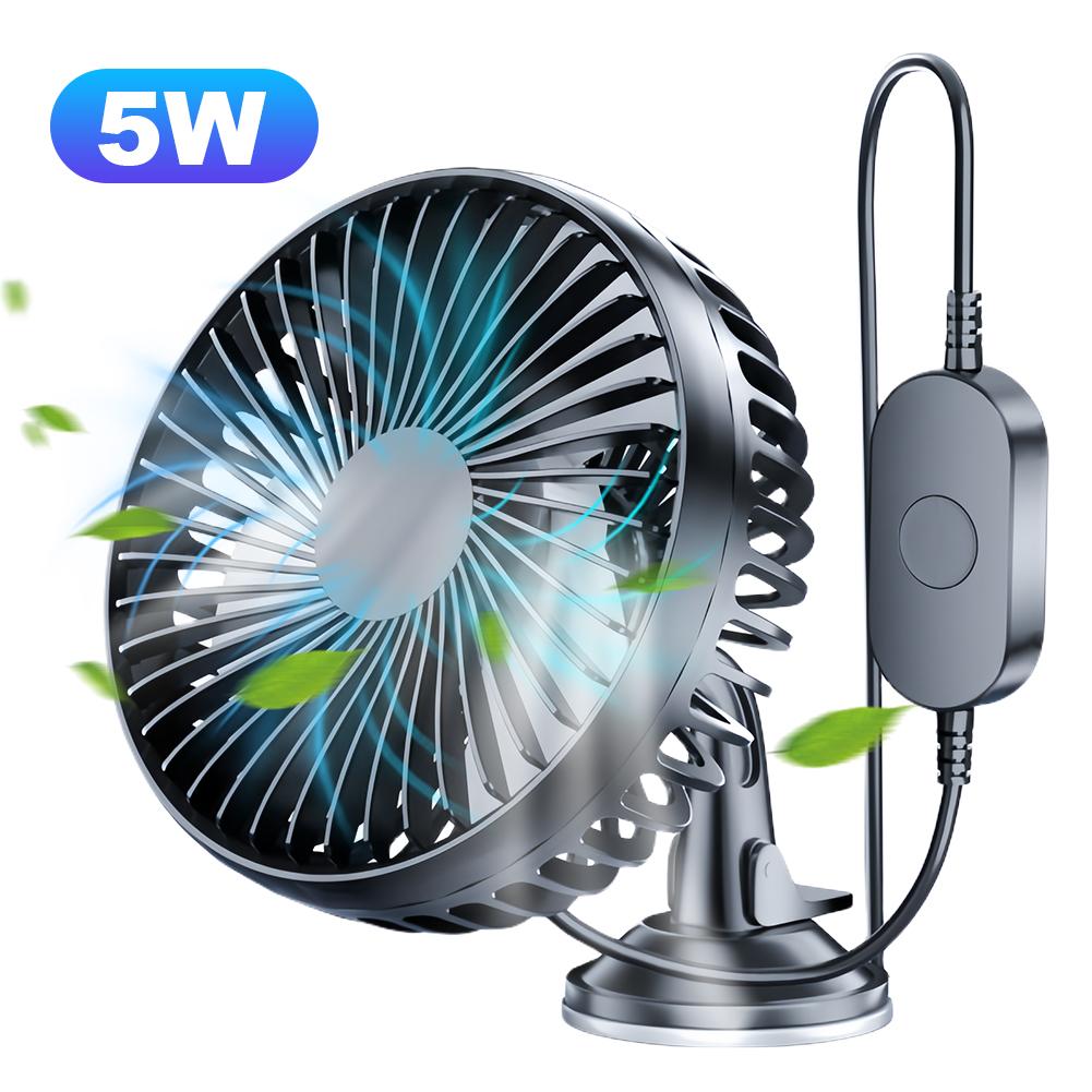 

USB Single Head Car Fan 12V/24V with Suction Cup Auto Cooler 360 Degree All-Round Mini Car Air Cooling Fan for Car Truck SUV RV CHINA