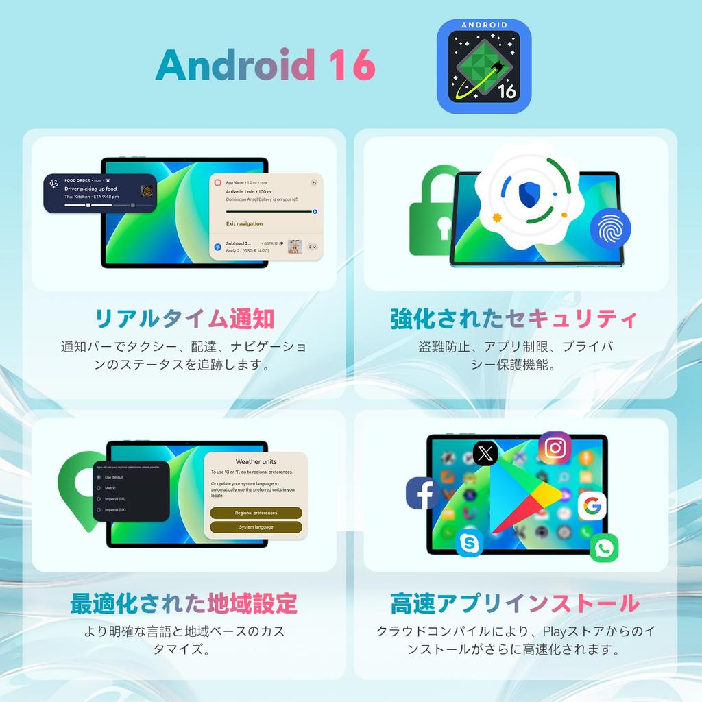 TECLAST P30 Android 16 Tablet with 12GB 128GB 1TB TF CPU Widevine L1 GMS Face Wireless Instruction Manual Full Metal Blue 10-inch Wi-Fi, RAM, ROM,