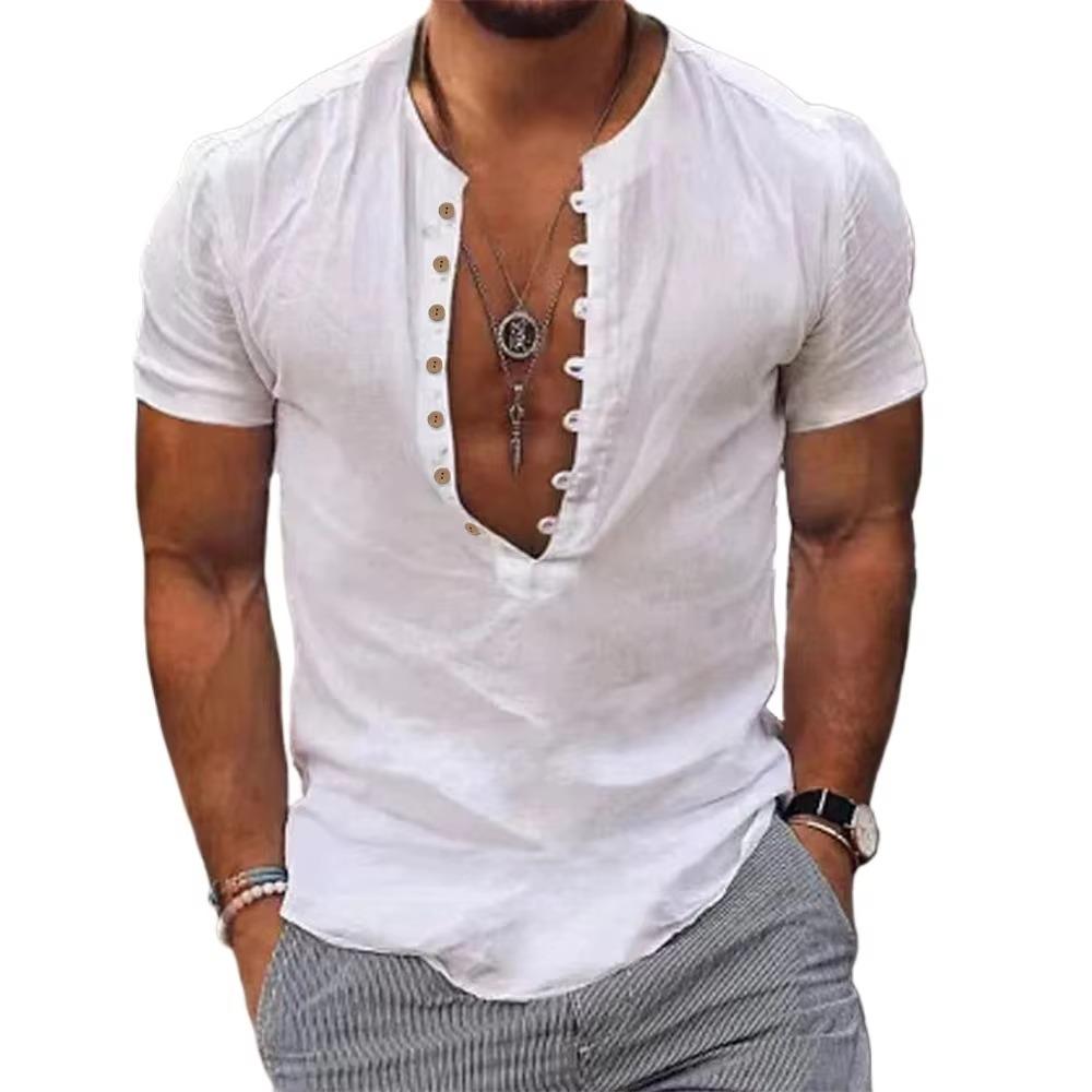 

Футболка с коротким рукавом и пуговицами, облегающая, черная US XXXL белый