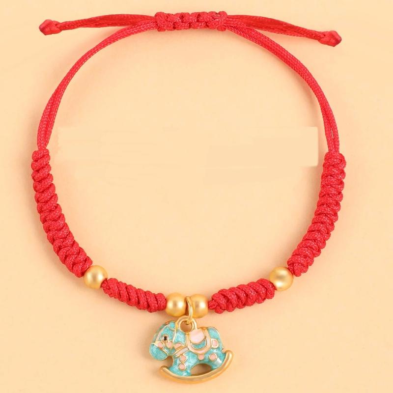 2026 New Year Zodiac Horse Lucky Braided Rope Bracelet Chinese Style Red Thread String Adjustable Bracelets Blessing Jewelry