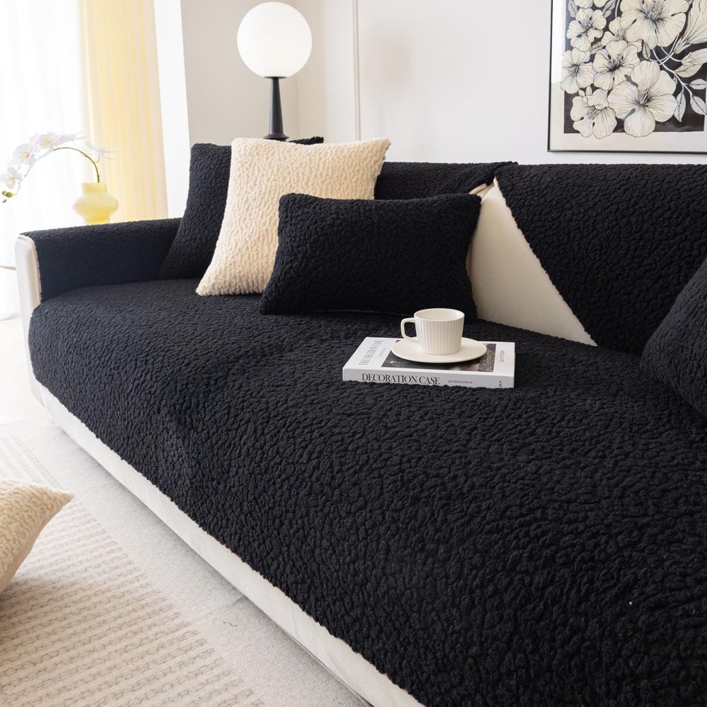 European and American Cream Style Anti-Scratching Sofa Cushion Flannel Stretch Autumn and Winter Thickening Sofa Cover Anti-Slip Cover Cloth