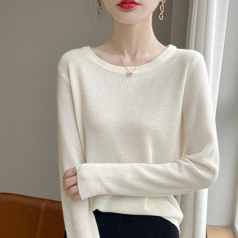 

Круглый вырез свитера женские осень и зима тонкий длинный рукав трикотажные нижние рубашки 2XL бежевый