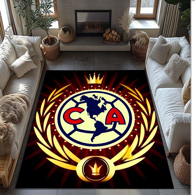 Club América Printed Flannel Area Rug Non Slip Soft Polyester Floor Carpet Indoor Decor Mat for Bedroom Living Room Sofa