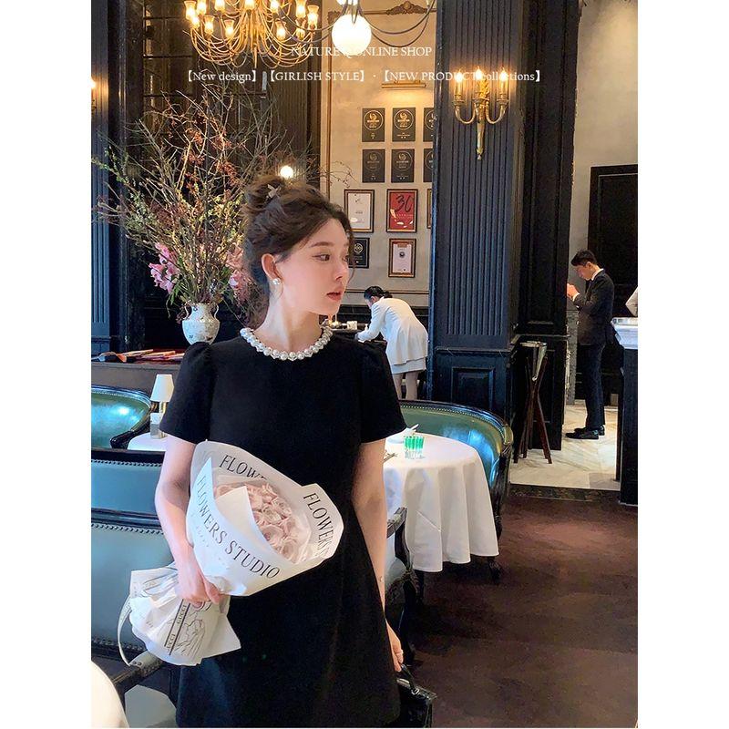 

French Puff Sleeves Black Short Certificate Dress Black(Original-In Stock) XS