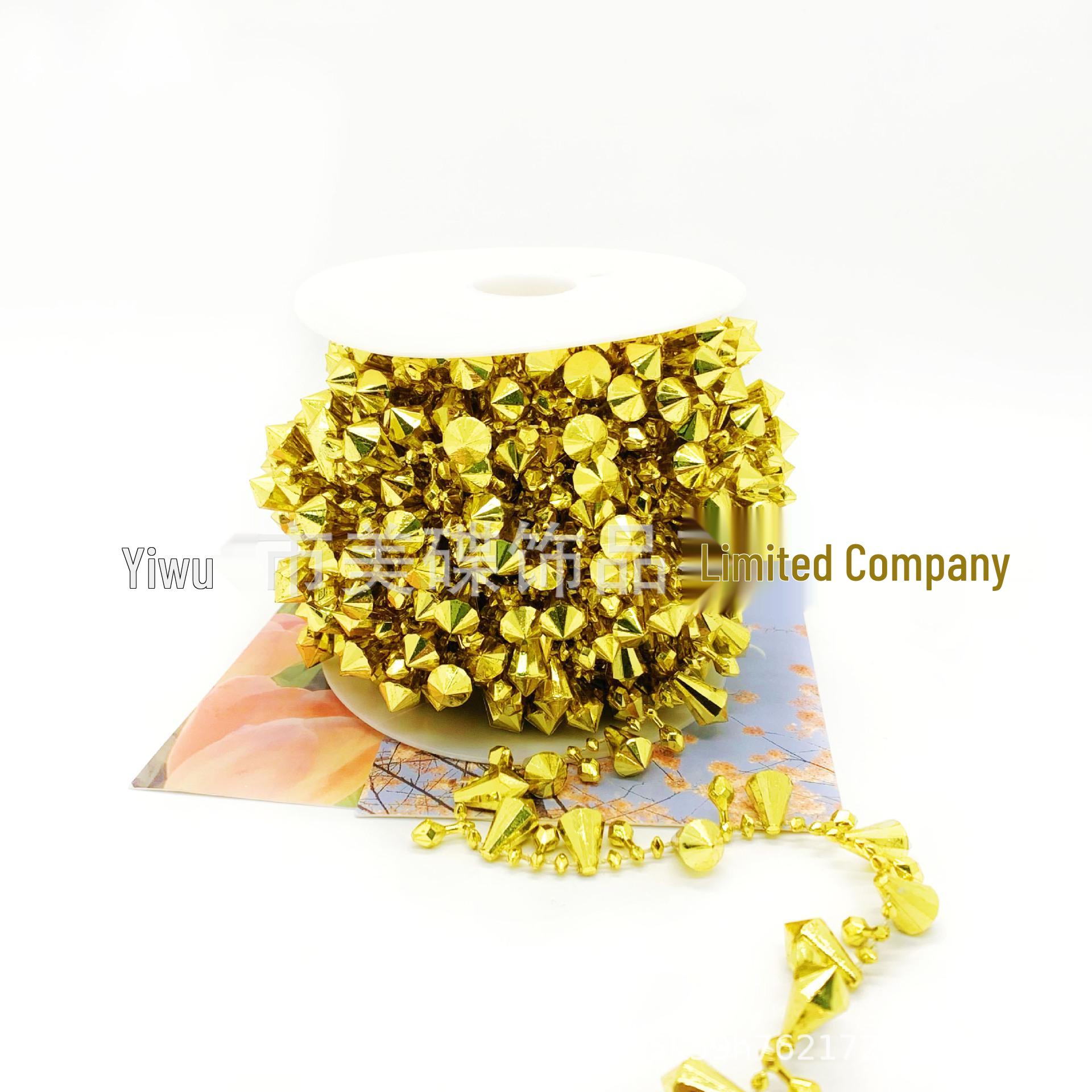 Acrylic Iridescent Water Drop Rhinestone Beads for DIY Lantern Pendants and Cake Flower Arrangements with Chain 10m/roll рулона