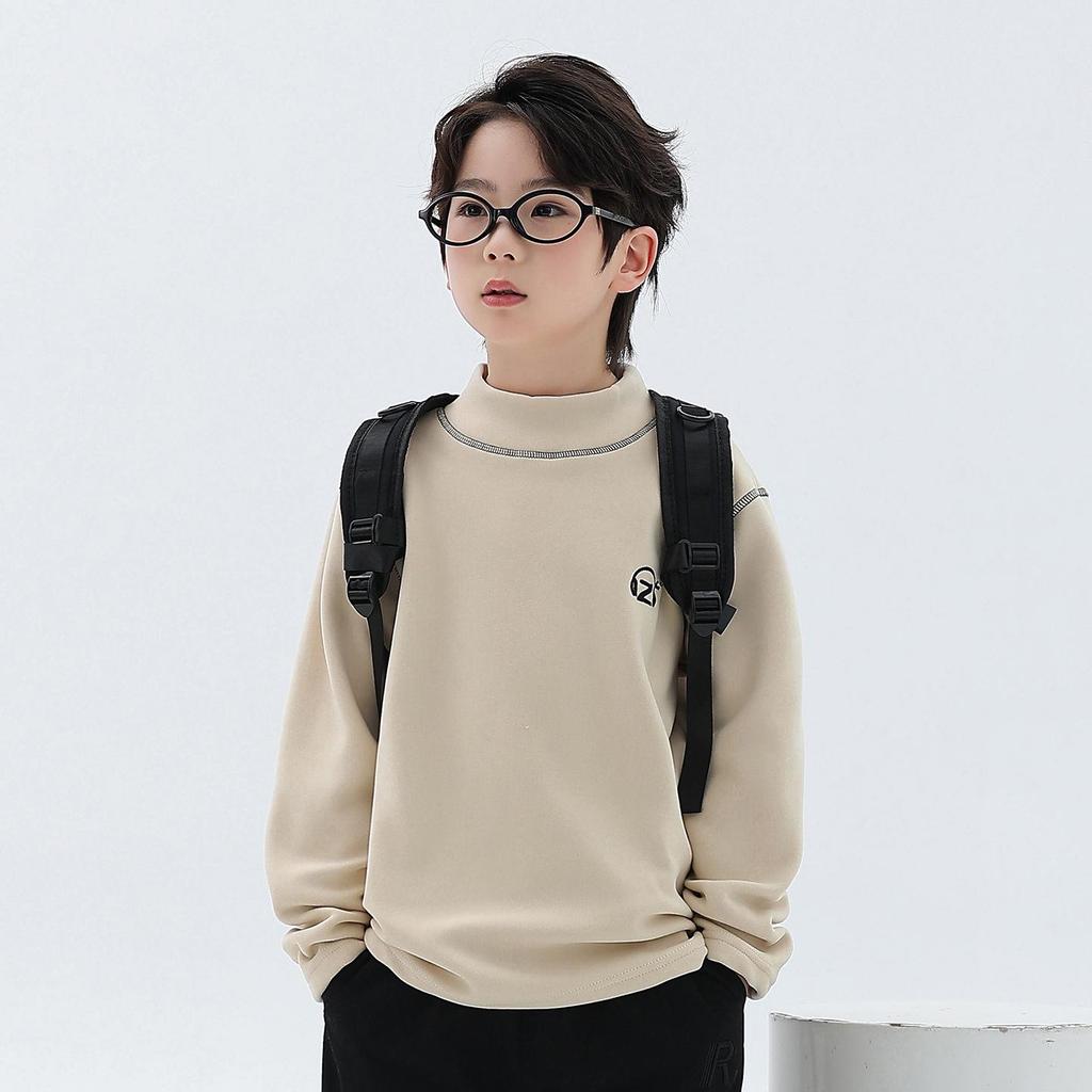 Modna bluza z kapturem dla chłopców, dwustronna, polarowa: Zimowa koszula 2025 z kołnierzem stojącym i długim rękawem dla dzieci.