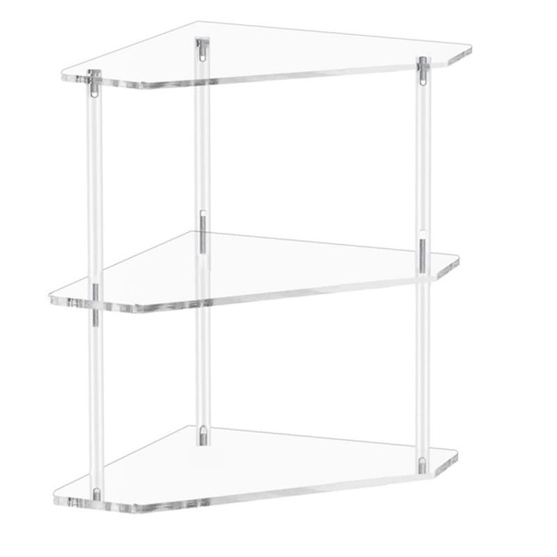 Хороший - Треугольный акриловый приставной столик - 3-уровневый угловой боковой столик - Маленький угловой столик для гостиной, спальни, ванной комнаты прозрачный