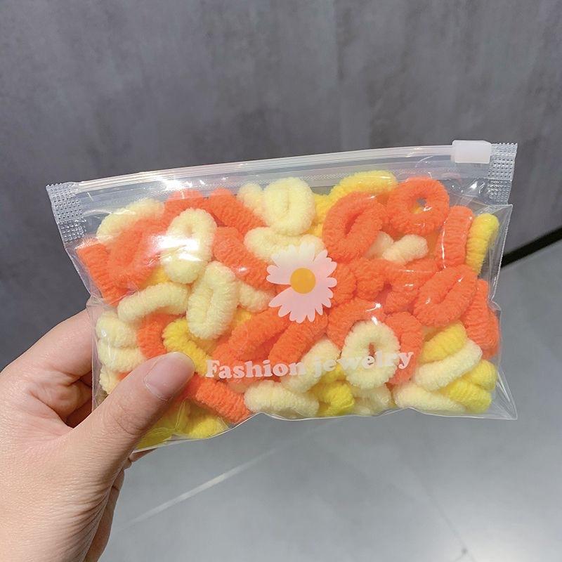 100PCS  Children's Candy Color Seamless High Elastic Headband Hair Loop Flower Small  Band High Hair Accessories.