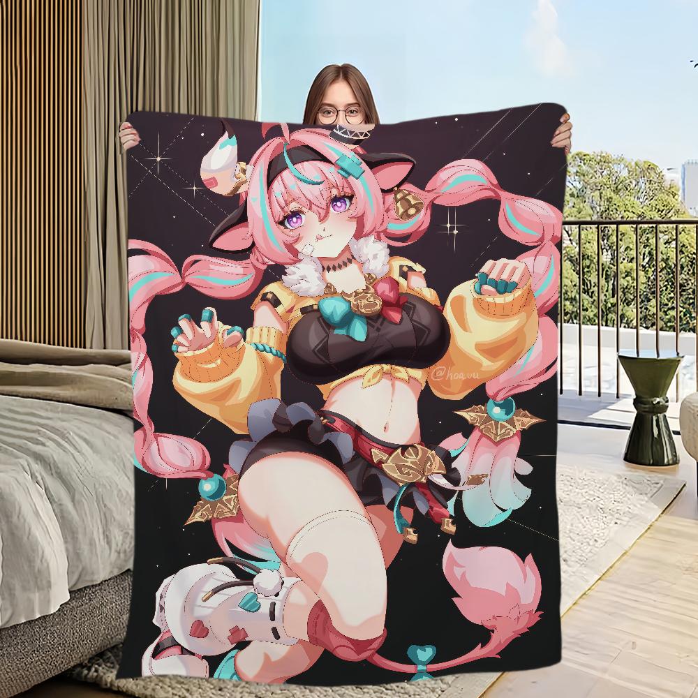 warm comfort soft Varesa plush blanket for sofa living room office NEW bedroom travel Genshin Impact gift single-sided printed