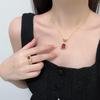 Elegant Retro Ruby Necklace, Luxury Ring & Versatile Studs: Women's Jewelry Set