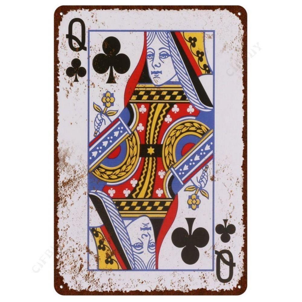 Spelkortsposter på väggen, metallplatta 20x30cm