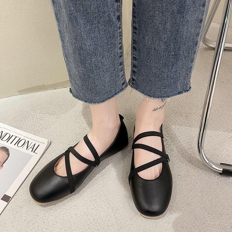 Fashion Women Shoes 2024 New Luxury Designer Mary Janes Woman Spring Square Toe Japanned Leather Ballet Flat Vintage Narrow Band Loafers