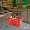 12-Pack Red Plastic Shopping Baskets - Durable Stackable Storage Bins with Handles (18L Capacity) for Supermarket, Retail Store