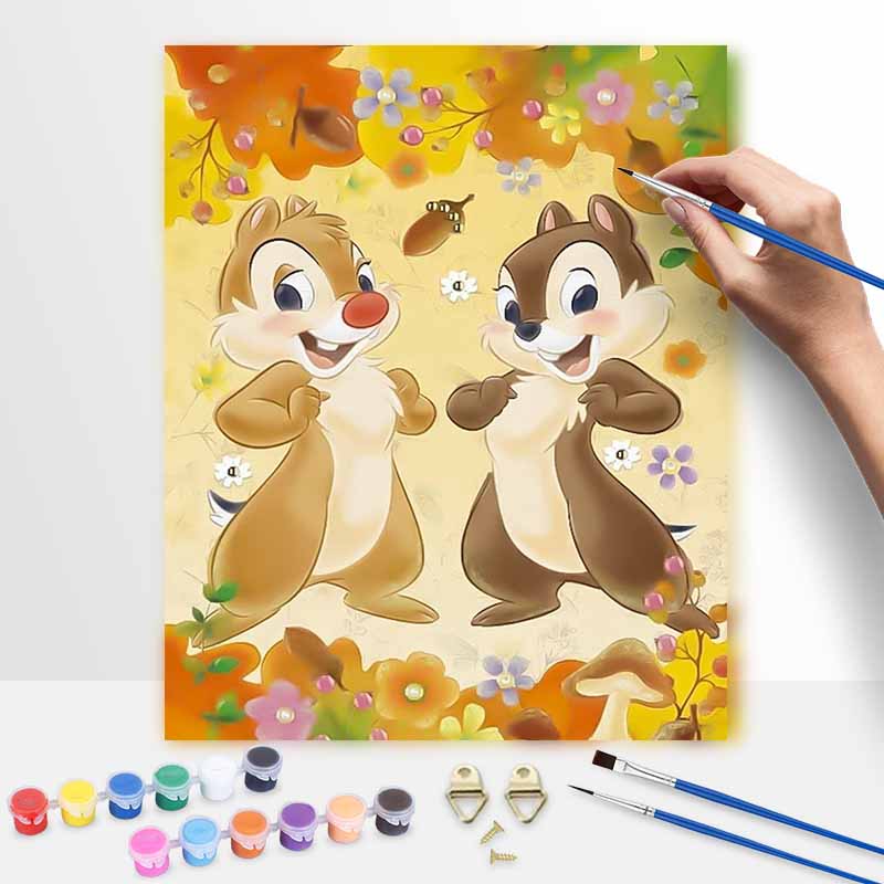 Disney Chip n Dale oil painting painting art handmade diy painting home decoration gift 20x30cm