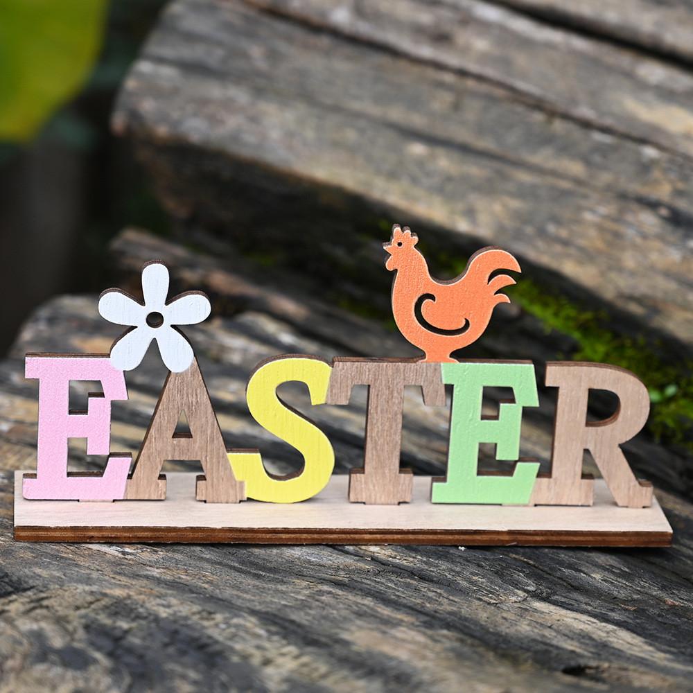 Wooden Charming Letter Figurines For Easter Holiday Decor And Atmosphere Festive