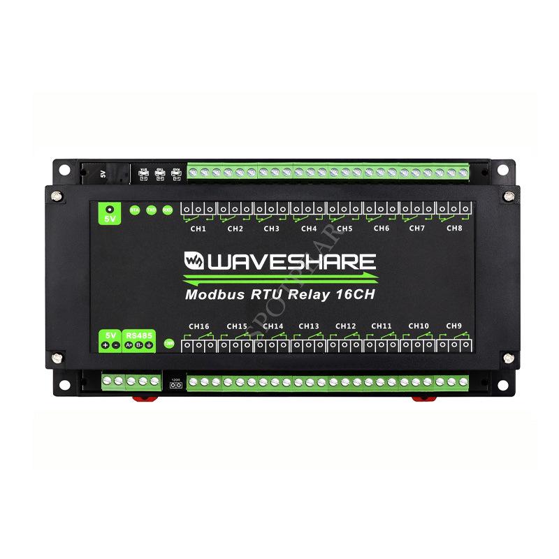 Modbus RTU 16-Channel RS485 Relay Module, Industrial Grade, DIN-Rail Enclosure