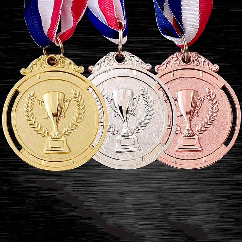 50-1PCS 2 Inches Gold Silver Bronze Award Medal with Neck Ribbon Gold Silver Bronze Prize Round for Competitions Party