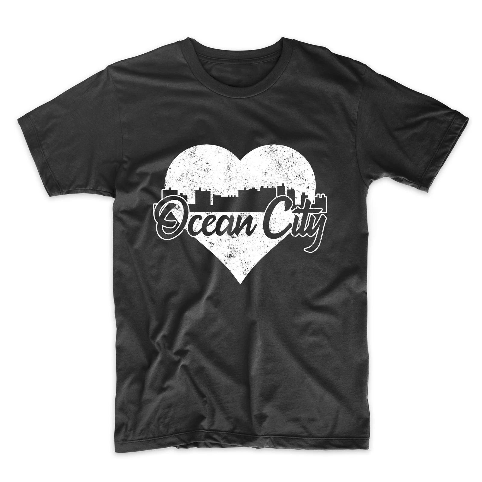 Men s Ocean City Shirt - Retro Ocean City Maryland Skyline Heart T-Shirt L