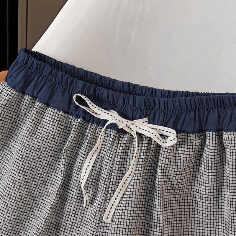 Ta Chi Women's Linen Blend Plaid Drawstring Casual Pants