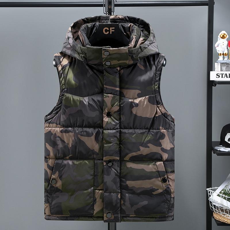 

Camouflage cotton vest, young and young students, down cotton vest, trendy and versatile couple jacket, men s vest 5XL чорний