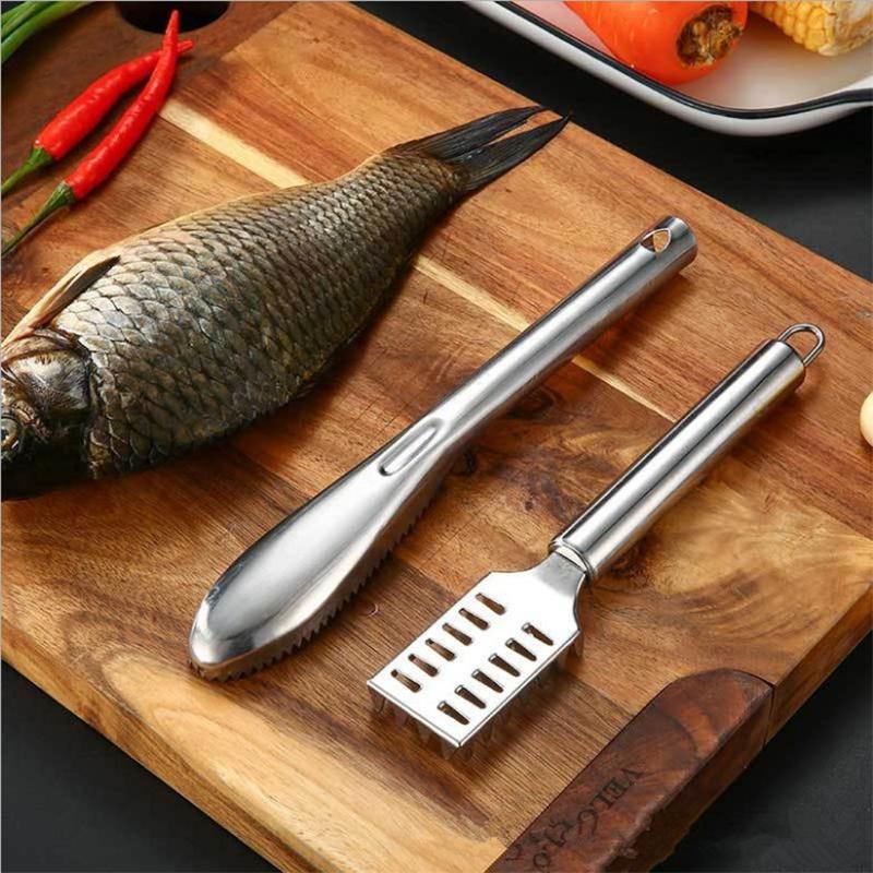 Fish Scale Remover Set Stainless Steel Fish Scale Seafood Scraper Sawtooth Easily Remove for Chef and Home Cooks Fish Cleaning