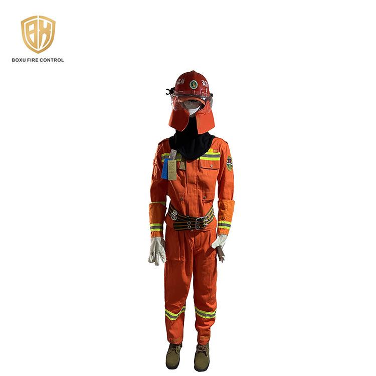 Flame-Retardant Firefighter Uniform with Vest, Helmet, and Boots