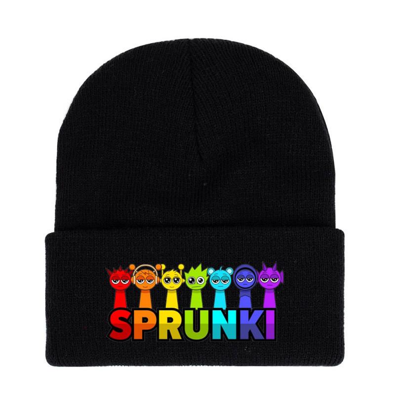Sprunki Fashion Knitted Hat Solid Color Print Cute Pattern Unisex Design
