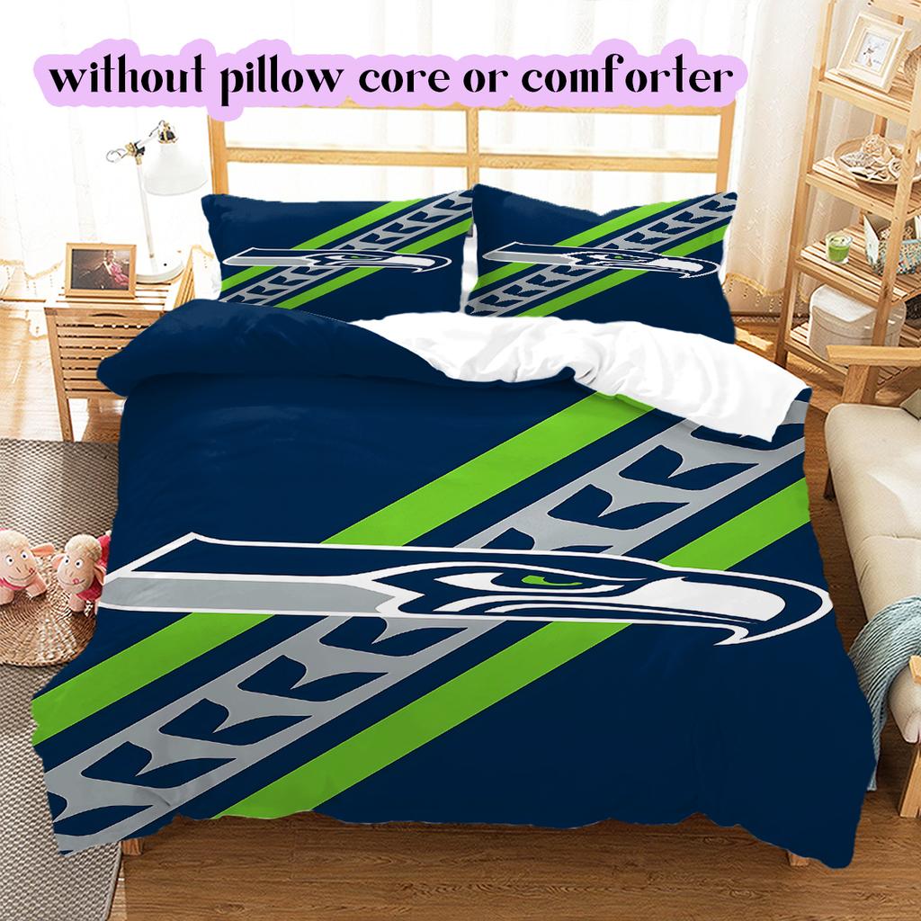 football Logo Pattern Bedding Quilt Set Quilt Cover Pillowcase Home Decoration Birthday Gift (1*duvet cover+ 2*pillowcase, without core)