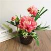 1 Set Artificial Simulation Silk Peony Flowers + Green Plant Bonsai With Flower Potted Wedding Party Home Decoration