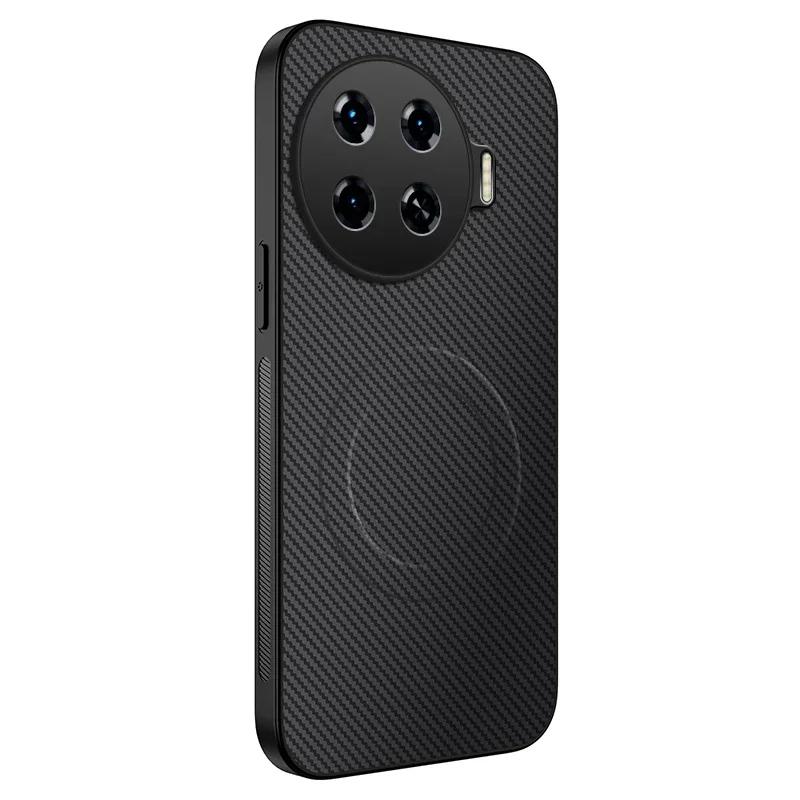 Magnetic Silicone Case For Tecno Spark 20 Pro Plus 20C 4G Wireless Charging Carbon Fiber PU Anti-Drop Soft Cover Phone Cases